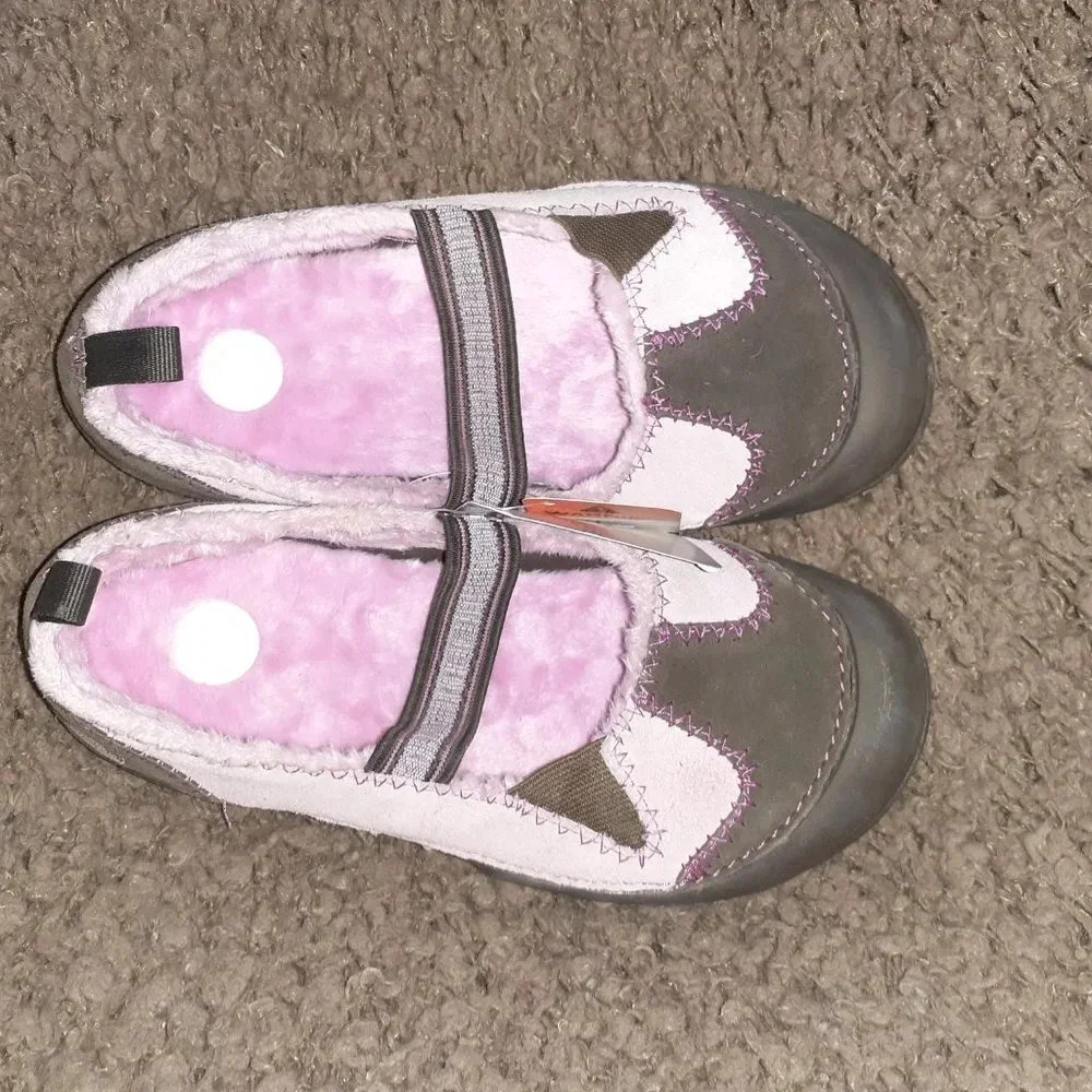 CROCS-Dawson Mary Jane Girl’s Shoes-Brown/Pink Suede-Faux Fur Lined-Size J3-NWT - Picture 6 of 8